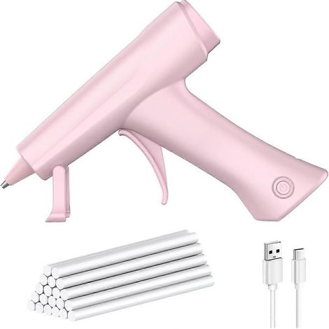 Pistolet à colle sans fil, batterie rechargeable USB-C 2600 mAh, idéal pour les travaux manuels scolaires, avec 20 bâtons de colle. (1/5)