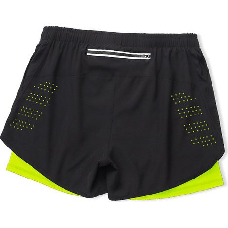 Doppellagige Herren-Sportshorts, schnelltrocknend, zweiteiliger Fitness-Hosen-Look – Größe S – Neongrün (1/5)