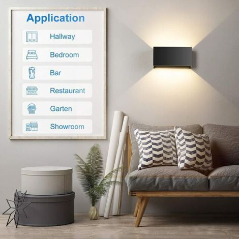 Applique murale 24W, adaptée à une utilisation intérieure et extérieure, lumière blanche chaude 3000K, angle de faisceau réglable, indice d'étanchéité IP65, applique murale LED noire, convient au salo (1/3)