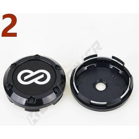 4 cache-moyeux sport Enkei avec logo, autocollant, argentés et noirs, diamètre extérieur 66 mm / diamètre intérieur 62 mm, lot de 2 (1/5)