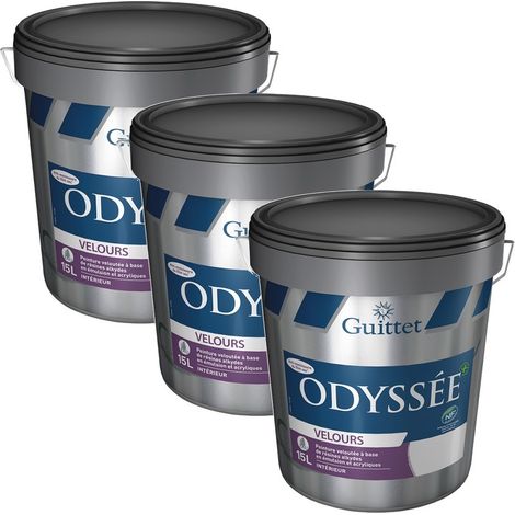 Guittet – Peinture anti humidité velours 3 x 15L – Couleur blanc – Lessivable – Protection anti-moisissure pour murs intérieurs