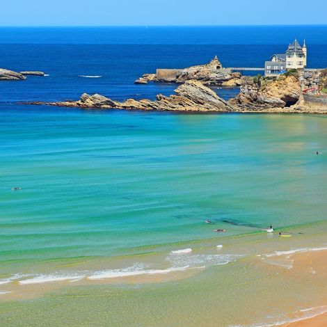 Tableau sur toile lagon Biarritz 30x30 cm - Impression sur Toile Murale Décorative - Image imprimée en HD sur Toile - Toile sur Châssis en Bois FSC - Fabriqué en France (1/4)