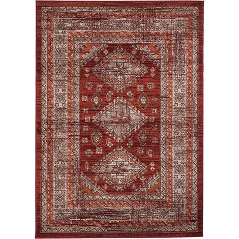 Orientalischer Teppich 60x110 orange rechteckig ethnisches Muster LYN1 DAZOR