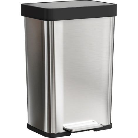 60-L-Tretmülleimer aus Edelstahl mit Soft-Close-Deckel, Silber, HOMVRA (1/5)