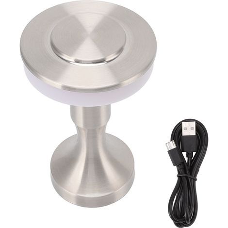 Lampe table LED portable – capteur tactile – 3 températures couleur – rechargeable – intensité variable – chevet / restaurant – argent (1/5)