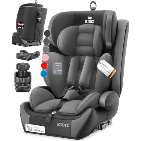 KIDIZ® Premium seggiolino auto gruppo 1+2+3, 9-36 kg Cintura di sicurezza a 5 punti Poggiatesta regolabile Grigio