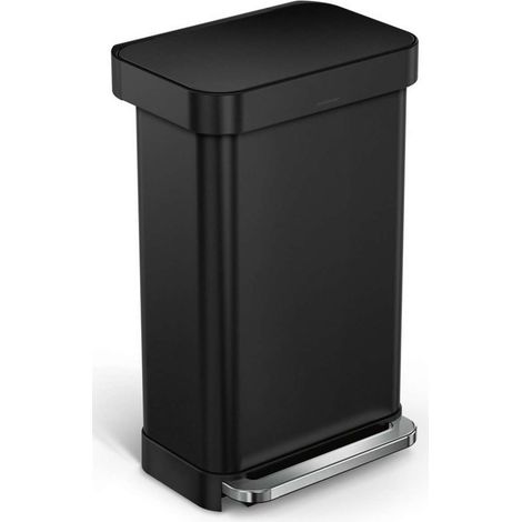 Simplehuman - Cestino per rifiuti 45 L, con tasca per sacchetti, nero opaco CW2092 (1/5)