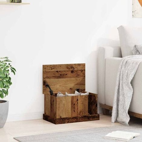 Boîte de Rangement en Bois Vintage 30x50x28 cm, Caisse de Stockage en Bois d'Ingénierie pour Organisation Maison (1/5)