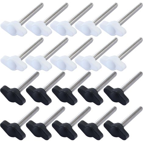 Lot de 20 vis à oreilles T plastique M6×50 mm, écrous de serrage pour machine (1/5)