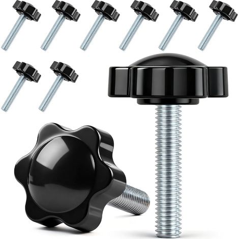 Lot de 10 vis à poignée étoile - Vis moletées M8 x 40 mm - Vis avec poignée - Vis à tête étoile - Écrou à poignée étoile - Pour machine-outils, machines de serrage (1/5)