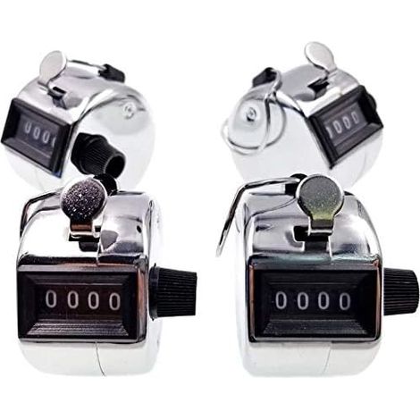 Sollbry x Hand-Tally-Zähler, 4 Ziffern, manueller Clicker-Tally-Zähler, mechanischer Tally-Zähler mit Metallschnalle, Silber (1/5)