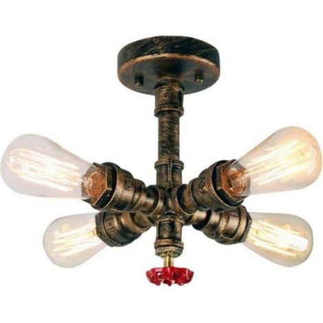 Plafonnier Vintage Industrielle Lampe de Plafond Tub Tuyau en Métal Lampe suspension pour Salon Chambre Cuisine Bar (1/4)
