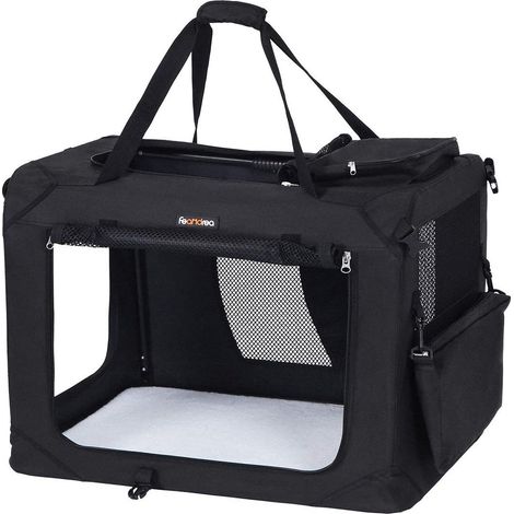 Caisse de transport pour chien pliable 81 x 58 x 58 cm confort optimal design moderne en tissu noir (1/3)