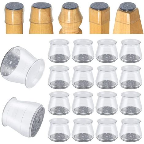 16 Stuhlbeinschoner, kleine Stuhlbeinschoner, transparente Silikon-Bodenschoner für Stuhlbeine (1/4)