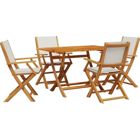 Maison Exclusive - 5-tlg. Garten-Essgruppe Stoff und Massivholz C