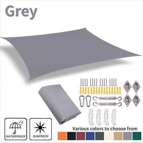 (Gris, accessoires d'installation inclus, 200 x 300 cm) Voile d'ombrage imperméable, résistante aux UV, adaptée aux pergolas de jardin de cour. (1/5)