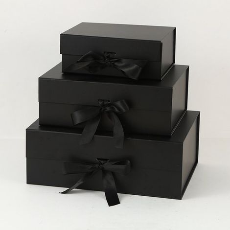 Una elegante caja de regalo plegable con tapa,cierre magnético y cinta,cumpleaños y otras festividades. Color blanco roto,34 x 25 x 12,5 cm (1/5)