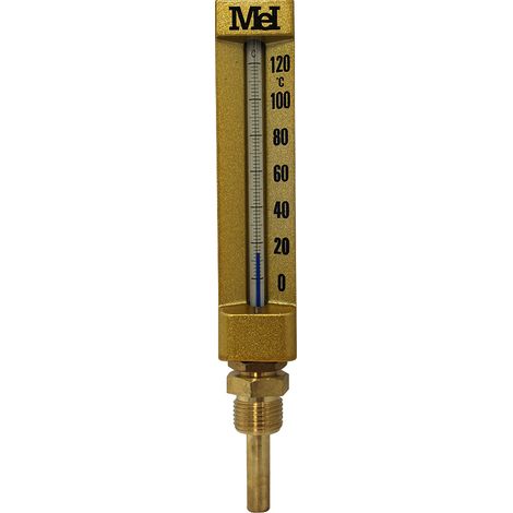 Thermomètre monobloc droit Ø150 1/2" (15/21) - 0 à 120° - Longueur de gaine 50 mm - pour chauffage et climatisation - Arcanaute (1/2)