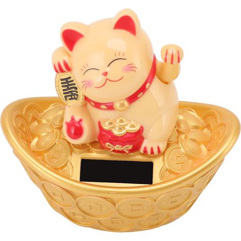 Ornement chat porte-bonheur à énergie solaire, symbole de richesse et de bienvenue, statue de chat fortuné agitant la main, pour la décoration de la maison ou du tableau de bord de la voiture, MLY2302