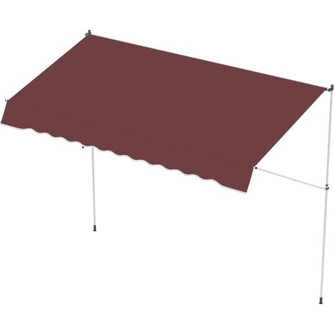 Manuelle, einziehbare Markise 3 x 1,5 m, bordeauxrot, kein Bohren erforderlich, verstellbare Neigung, UV-beständiges Aluminium