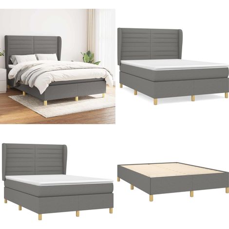 Boxspringbett mit Matratze Dunkelgrau 140x200 cm Stoff - Boxspringbett - Doppelbett - Bettenrahmen - Schlafsystem - Lattenrost - Home & Living (1/5)