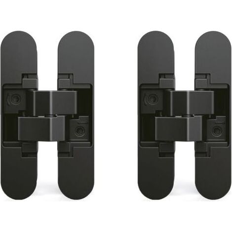 Charnière invisible pour portes – Lot de 2 charnières lourdes – Charge 40 kg – Ouverture 180º – Zamak noir – Ajustement tridimensionnel (1/5)
