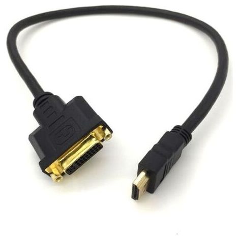 25cm, Câble Adaptateur HDMI vers DVI - HDMI Mâle vers DVI Femelle 24+5-1080p Full HD HDTV 1920 x 1080 - Contacts Plaqués Or - TV Projecteur PC (1/5)