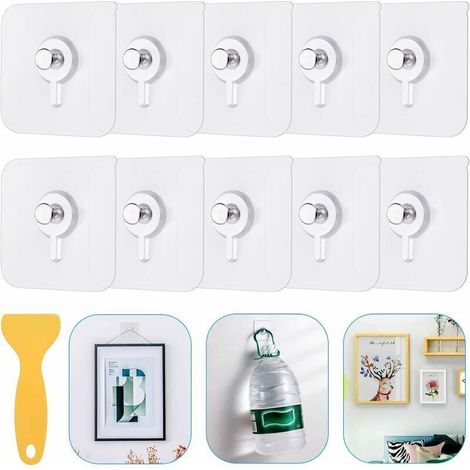 Lot de 25 Adhesif Accroche Tableau Sans Percer, Transparent Attache Cadre Adhésif pour Accroche Cadres Photo, Miroir, Art Mural, Lumières Décoratives, Sans Trou (1/4)