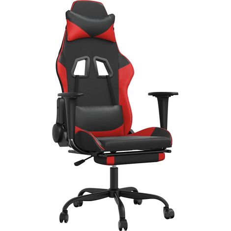 Chaise de jeu,Chaise de bureau de massage avec repose-pied Noir&Rouge Similicuir CFW55515 (1/5)