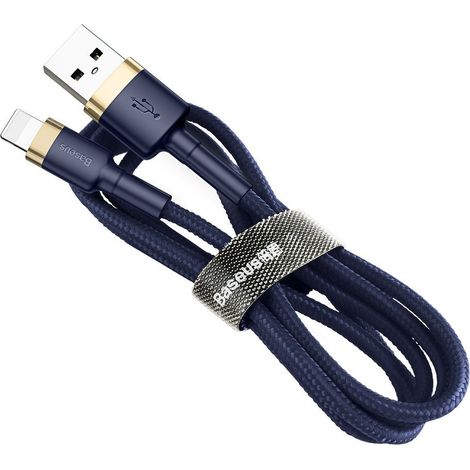Robustes Nylonkabel USB iPhone Lightning QC3.0 1,5 A 2 m Blau (1/5)