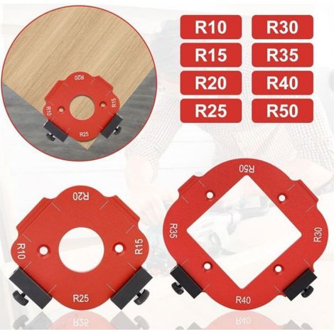 Gabarit Defonceuse Circulaire - Rayons R10 R15 R20 R25 R30 R35 R40 R50 - Pour Travail Bois - Lot de 2 (1/4)