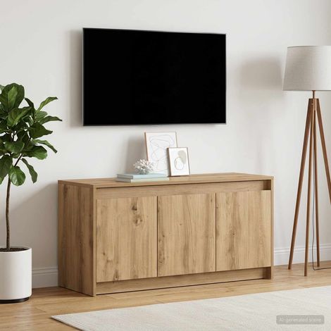 Beyamis Meuble TV 100 x 34 x 50 cm en chêne massif contrecollé. (1/5)