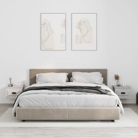 Mesitas de noche de pared 2 uds color gris  41,5x36x28 cm