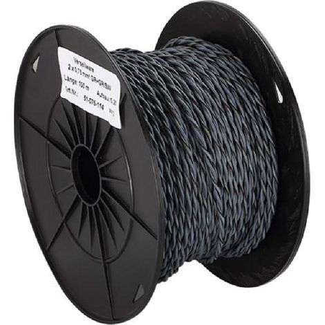 Cable pour haut-parleur torsade 2x0.75mm2 Gris noir 100m