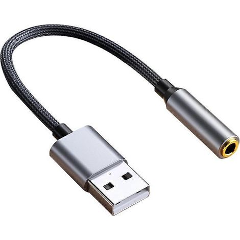 Adaptateur USB vers prise audio 3,5 mm, adaptateur USB vers prise audio, carte son stéréo externe USB A vers prise femelle 3,5 mm. (1/5)