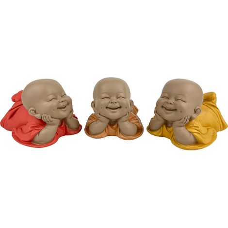 Signes Grimalt Monje 3U Buddhas Orange Buddha-Figur – 9 x 15 x 11 cm für Innen- und Außendekoration