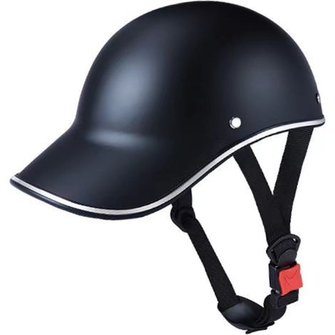Casque de moto style baseball, casque rigide respirant, réglable, léger en plastique ABS noir (1/5)