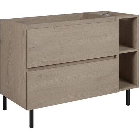 Mobile da bagno 100 cm (80+20), piedini, colore: Rovere Scuro, 100 x 46 x 80,7 cm, senza piano di lavoro (1/5)