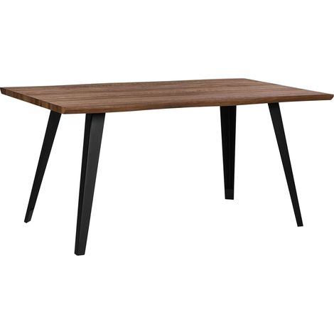 Tavolo da Pranzo in Legno Scuro con Gambe in Metallo Nero 160 x 90 cm Witney