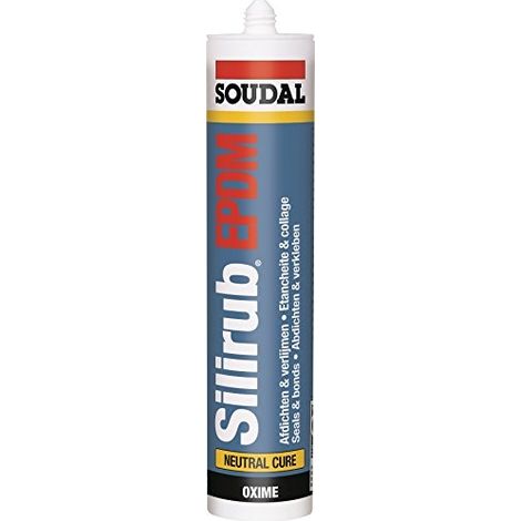 Silirub EPDM - Mastic silicone neutre pour EPDM - soudal - Cartouche de 300 ml Noir