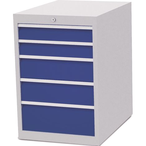 Mobiletto con cassetti H819xL555xP736mm grigio chiaro/blu 5 cassetti