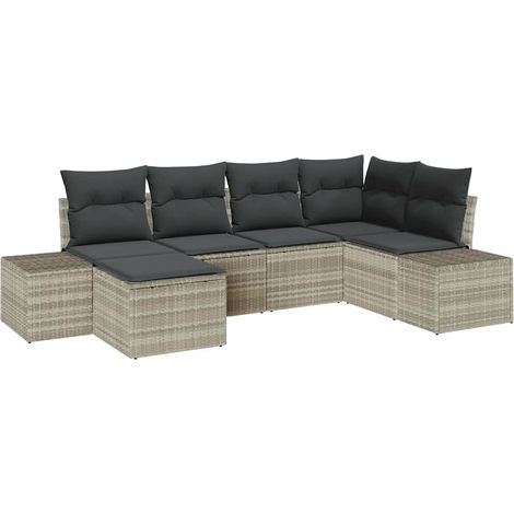 Maison Exclusive - Set Divano da Giardino 6 pcs Grigio chiaro polyrattan
