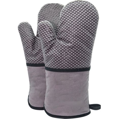 Une paire de gants de cuisine en silicone gris