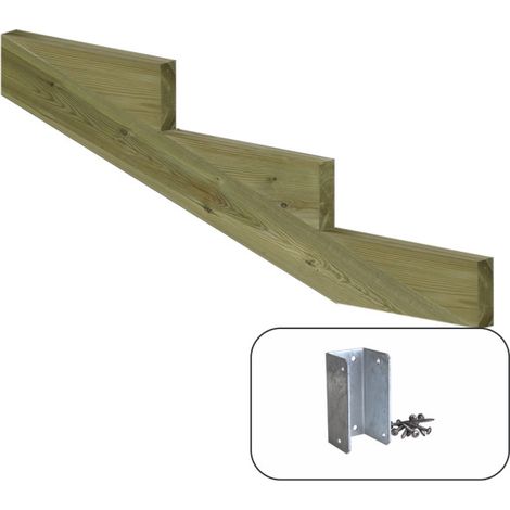 Plus Treppenwange Kiefer 13 cm Stufenhöhe mit Beschlag Wangentreppe (1/2)