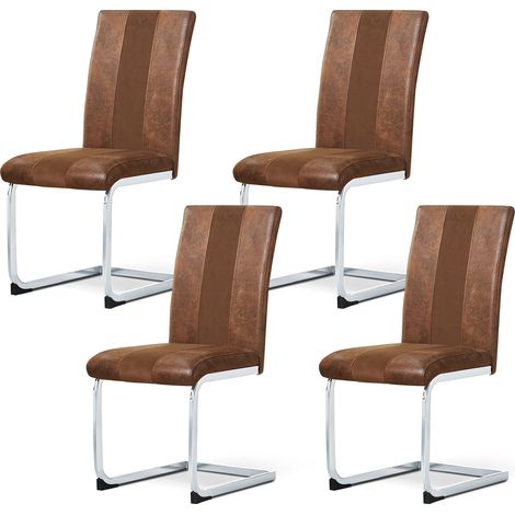 Sedia in similpelle e pelle, Sedia da pranzo sedia relax schienale in pelle sintetica, cucina e soggiorno, ufficio (Marrone,4) (1/5)