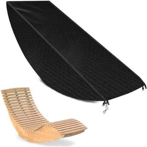 Housse de chaise longue en bois Oxford 420D, 65 x 95 x 155 cm, anti-poussière, protège du soleil, du vent, de la pluie, de la neige et d'autres éléments (noir) (1/4)