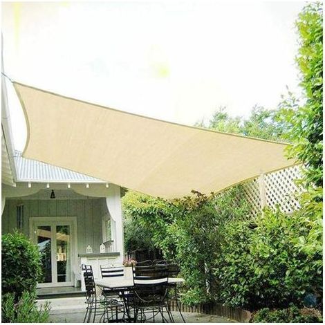 Rechteckiges Sonnensegel 2 x 5 m, wasserdicht und atmungsaktiv, UV-Schutz, geeignet für Camping, Terrasse, Garten, Balkon, Außenbereich, Schwimmbad, Beige (1/5)