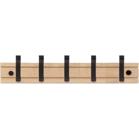 Coat Hanger Clothes Rack 5 Active Hooks Heavy Duty Clothes Hat Rack Bamboo (50cm) (1/5)