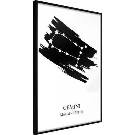 Affiche Murale Encadrée "Zodiac Gemini I" 30 x 42 cm Noir