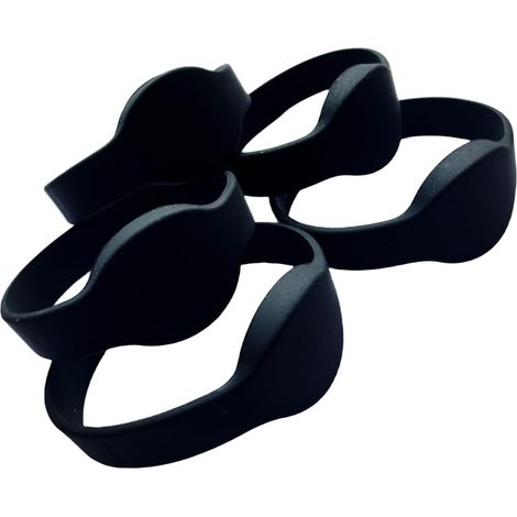 Bracelets RFID 125 KHz Em4100 Tk4100 lecture uniquement de porte d'entrée en silicone de contrôle d'accès noir (lot de 5) (1/4)